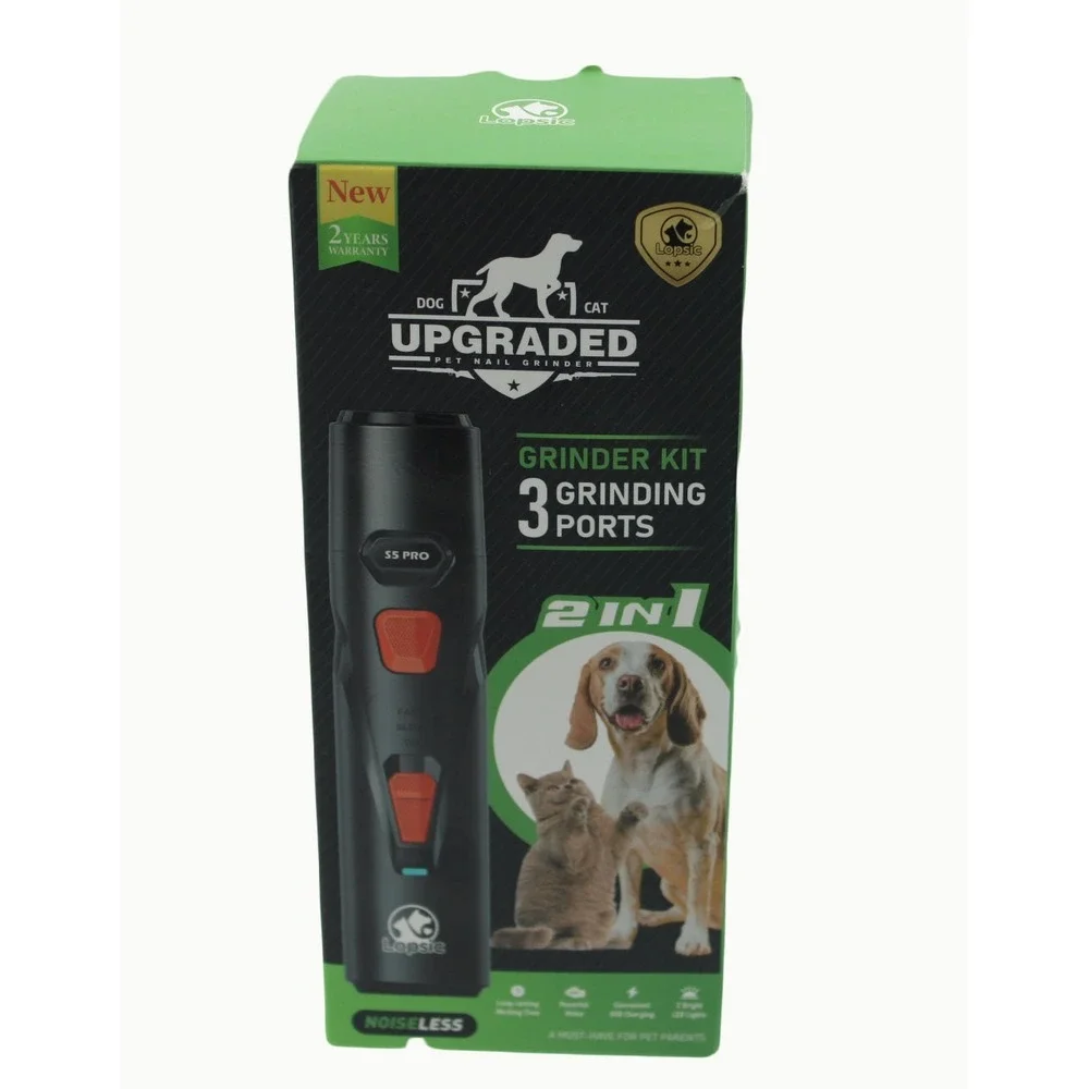Lopsic S5 Pro Pet Nail Grinder Kit 2-in-1 Dog Cat Trimmer Noiseless Gray